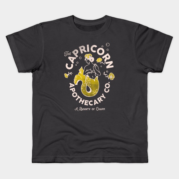 "Capricorn Apothecary Co: A Bounty Of Charm" Cool Zodiac Art Kids T-Shirt by The Whiskey Ginger